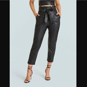 NWT Commando Black Faux Leather Paperbag Pant Size L